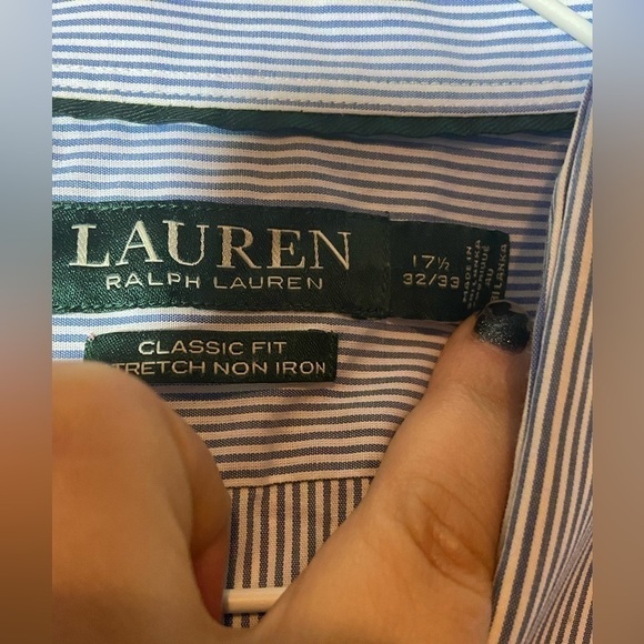 Ralph Lauren Shirt Mens Sz 17 32/33 Yarmouth Long Sleeve Button Down Casual EUC - Picture 5 of 9